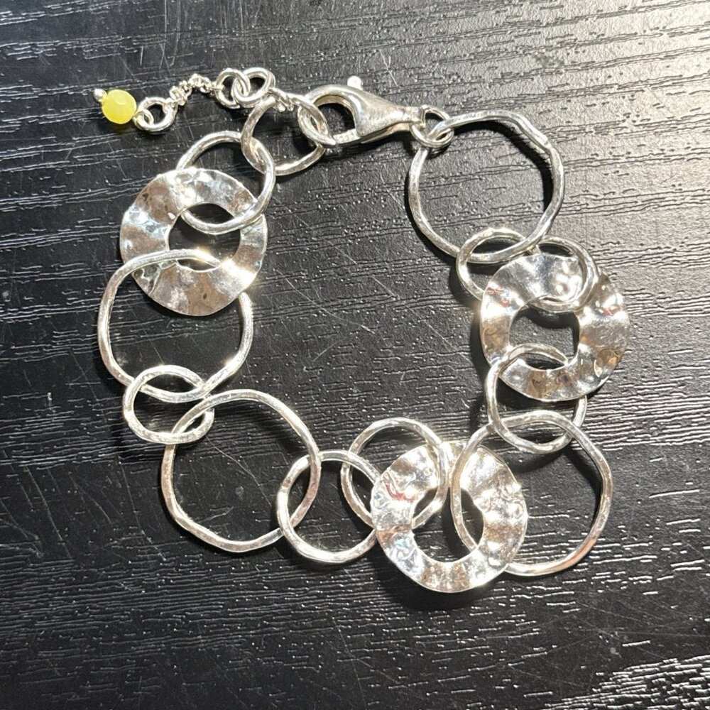 Silpada 925 Hanmered Discs Link Bracelet - Picture 5 of 6